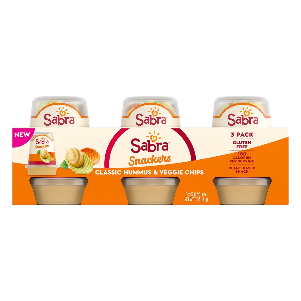 slide 8 of 11, Sabra Snackers Classic Hummus & Veggie Chips 3-2 oz. Packs, 6 oz