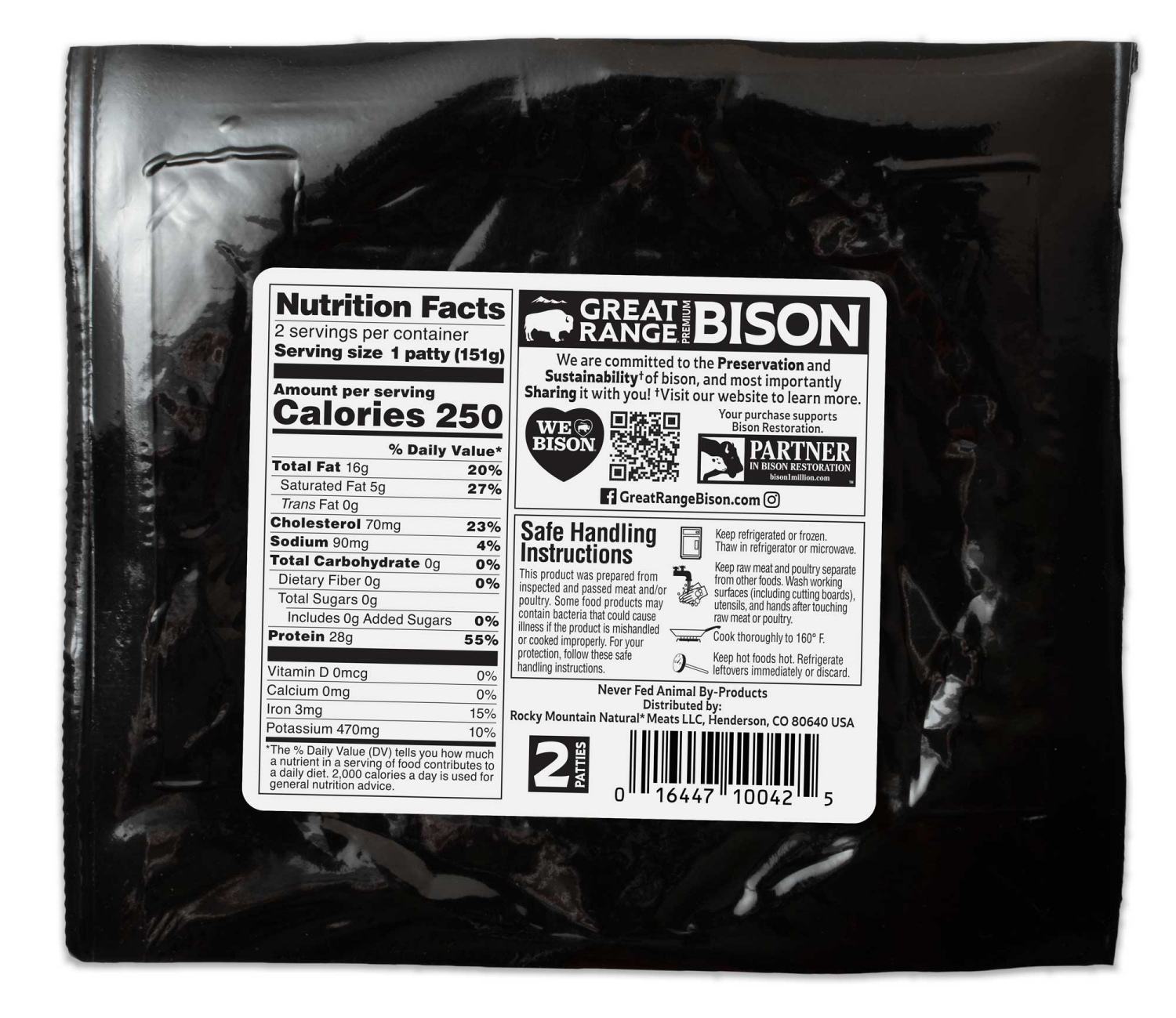 slide 2 of 3, Great Range All Natural Bison Patties 2 ea, 2 ct