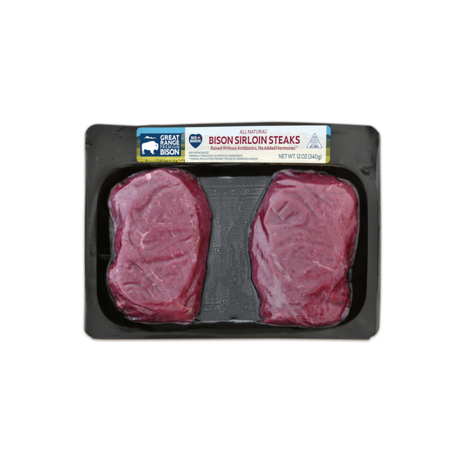 slide 1 of 1, Great Range Premium Sirloin Steaks Bison 12 oz, 12 oz