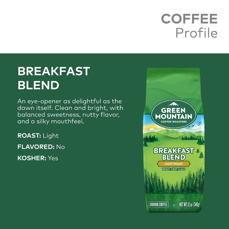 slide 8 of 9, Green Mountain Coffee Breakfast Blend Ground Coffee - Light Roast - 12oz, 12 oz