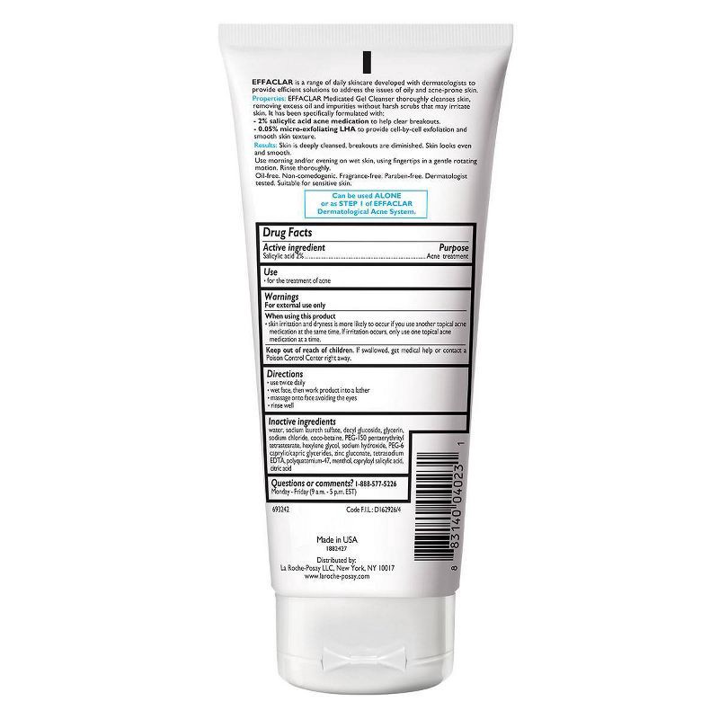 La Roche Posay Effaclar Acne Face Cleanser, Medicated Gel Face Cleanser ...