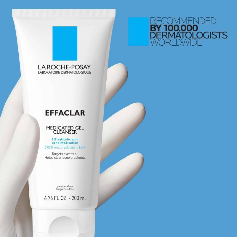 slide 9 of 9, La Roche Posay Effaclar Acne Face Cleanser Medicated Gel Face Cleanser with Salicylic Acid for Acne Prone Skin - 6.76 fl oz, 6.76 fl oz