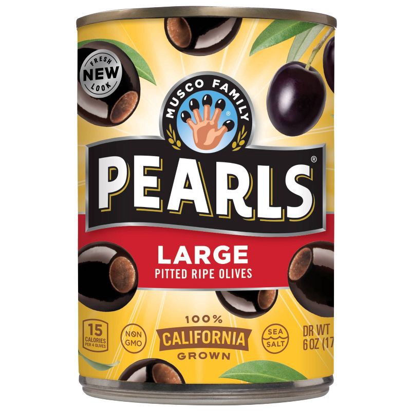 slide 1 of 3, Pearls Large Pitted Ripe Black Olives - 6oz, 6 oz