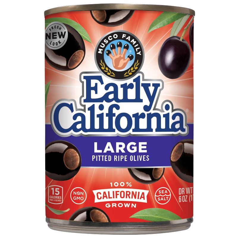 slide 1 of 5, Early California Large Pitted Ripe Black Olives - 6oz, 6 oz