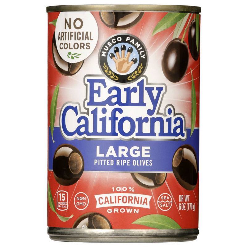 slide 10 of 17, Early California Large Pitted Ripe Black Olives - 6oz, 6 oz