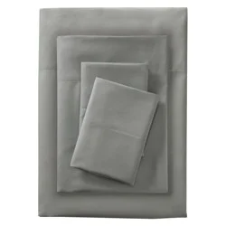 King Microfiber Sheet Set Gray - Room Essentials™: Polyester, Peached Finish, OEKO-TEX Certified