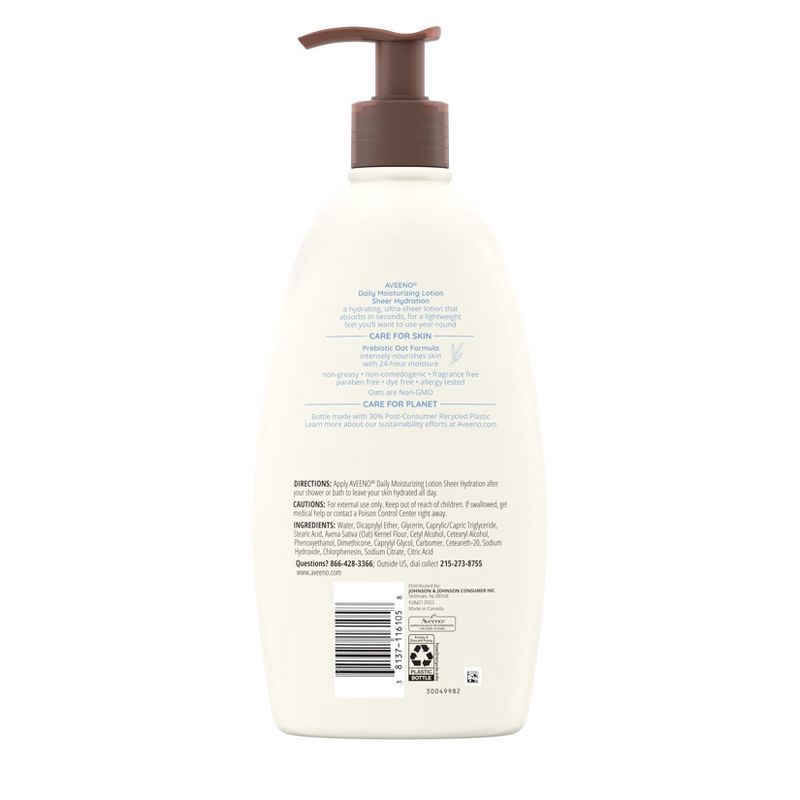 slide 2 of 8, Aveeno Sheer Hydration Daily Moisturizing Body Lotion, 18 fl oz, 18 fl oz