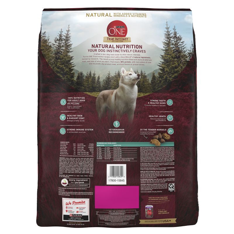 slide 3 of 9, Purina ONE SmartBlend True Instinct Natural Real Salmon & Fish Flavor Dry Dog Food - 15lbs, 15 lb