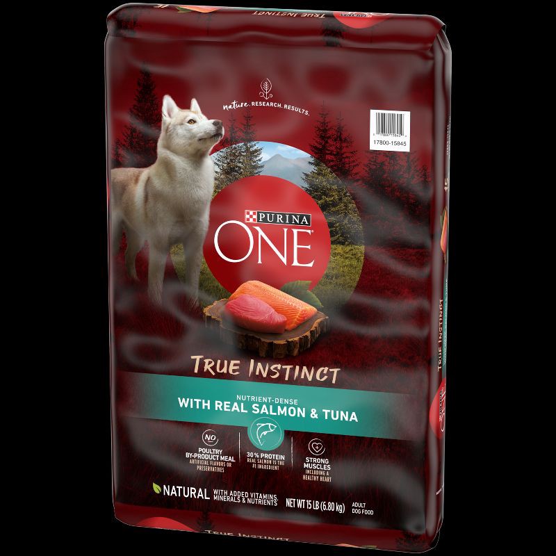 slide 6 of 9, Purina ONE SmartBlend True Instinct Natural Real Salmon & Fish Flavor Dry Dog Food - 15lbs, 15 lb