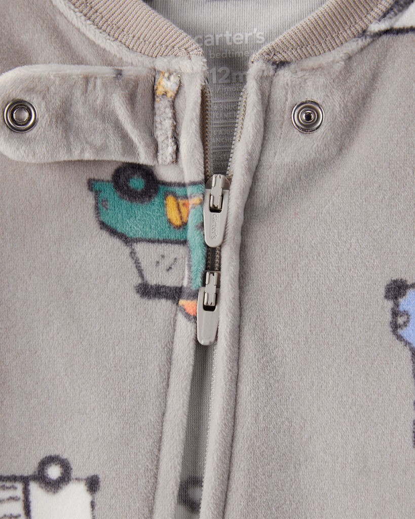 slide 2 of 3, Carter's Baby Boy Print Loose Fit Long-Sleeve 2-Way Zip 1-Piece Pajamas Multi 18M, 1 ct
