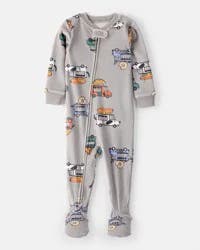 Carter's Baby Boy Print Loose Fit Long-Sleeve 2-Way Zip 1-Piece Pajamas Multi 18M