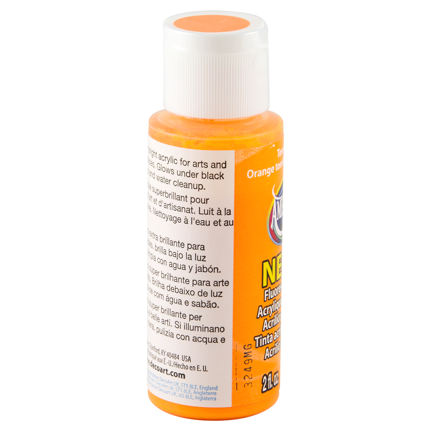 slide 2 of 3, Americana Neons Fluorescent Acrylic Paints Torrid Orange, 2 oz