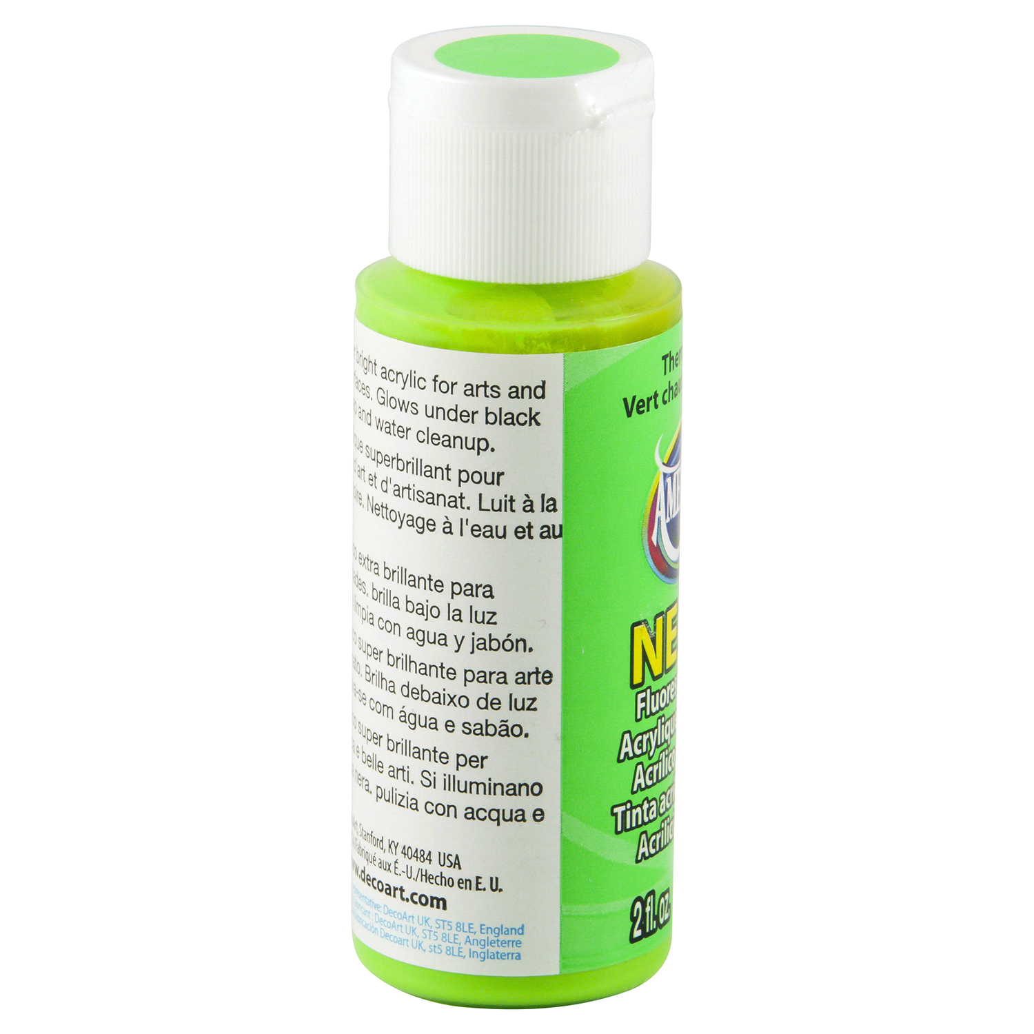 slide 2 of 3, Deco Art Americana Paint Hot Shots Neon Green, 2 oz