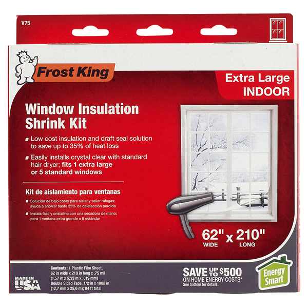 slide 1 of 1, Frost King XL Size Shrink Window Insulation Kit, 62 in x 210 in