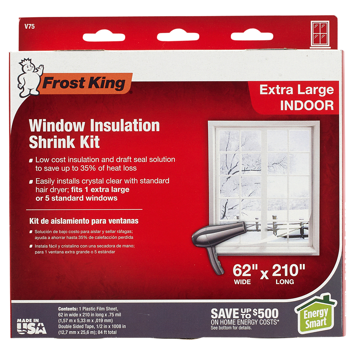 slide 1 of 2, Frost King Extra Large Indoor Window Insulation Kit, 62 in x 210 in