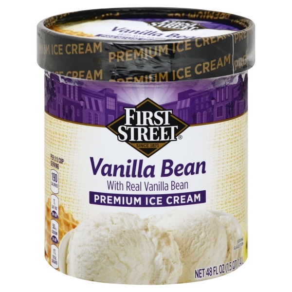 slide 1 of 1, First Street Vanilla Bean Ice Cream, 48 oz
