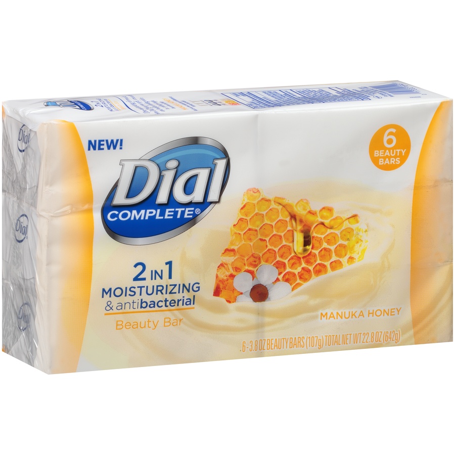 slide 2 of 6, Dial Complete 2 In 1 Moisturizing & Antibacterial Manuka Honey Beauty Bar, 6 ct