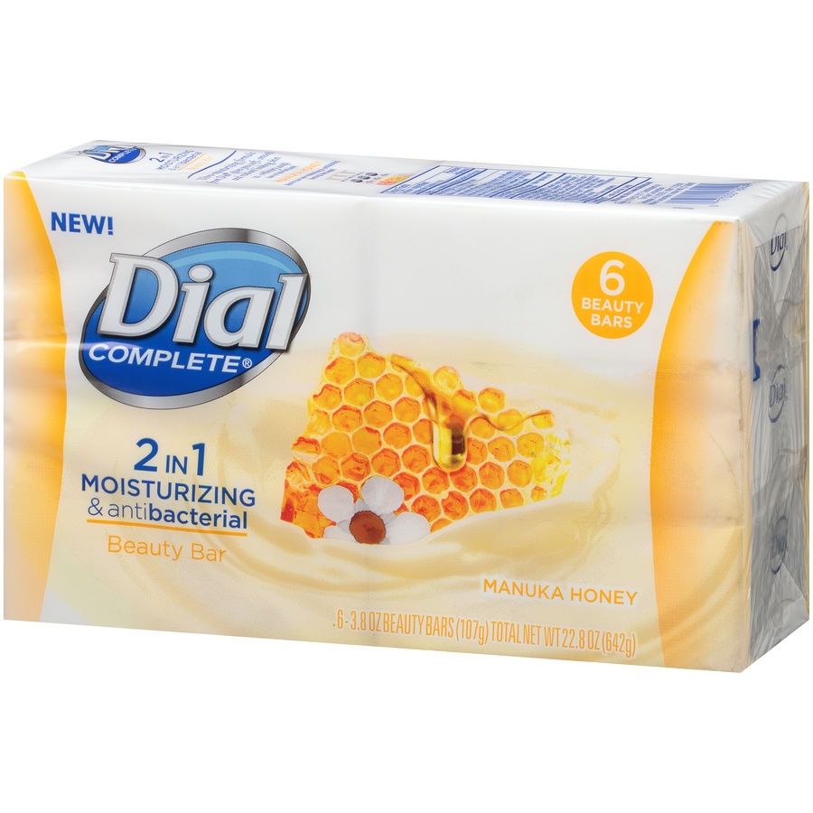 slide 3 of 6, Dial Complete 2 In 1 Moisturizing & Antibacterial Manuka Honey Beauty Bar, 6 ct