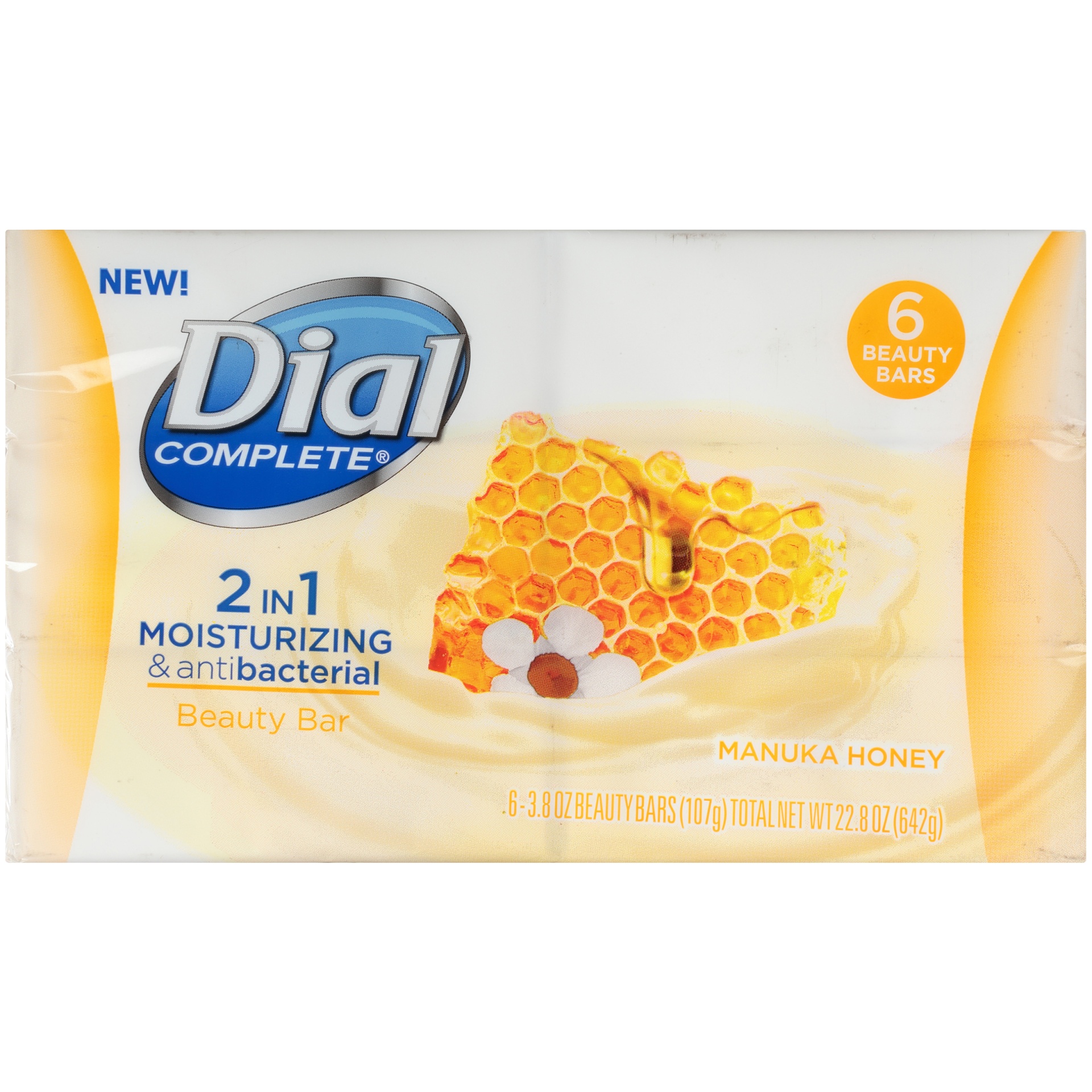 slide 6 of 6, Dial Complete 2 In 1 Moisturizing & Antibacterial Manuka Honey Beauty Bar, 6 ct