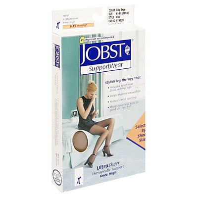 slide 1 of 1, Jobst Support Wear, Knee High, X-Small (4.5-6.5), Silky Beige, 1 pair