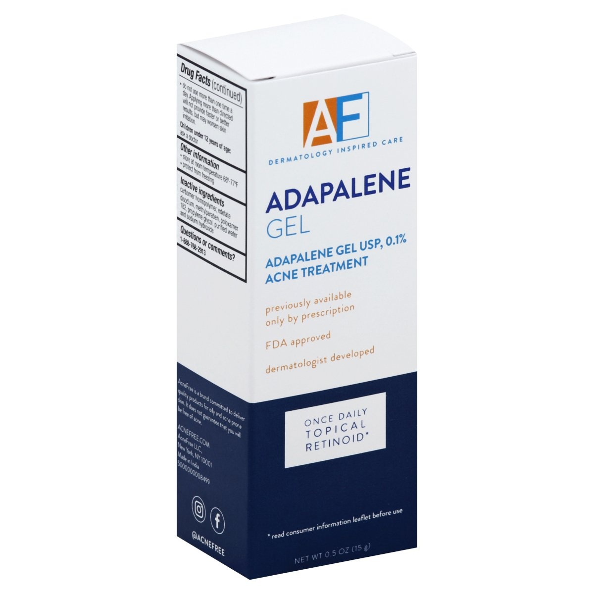 slide 1 of 1, AcneFree Acf Adapalene Gel, 0.5 oz