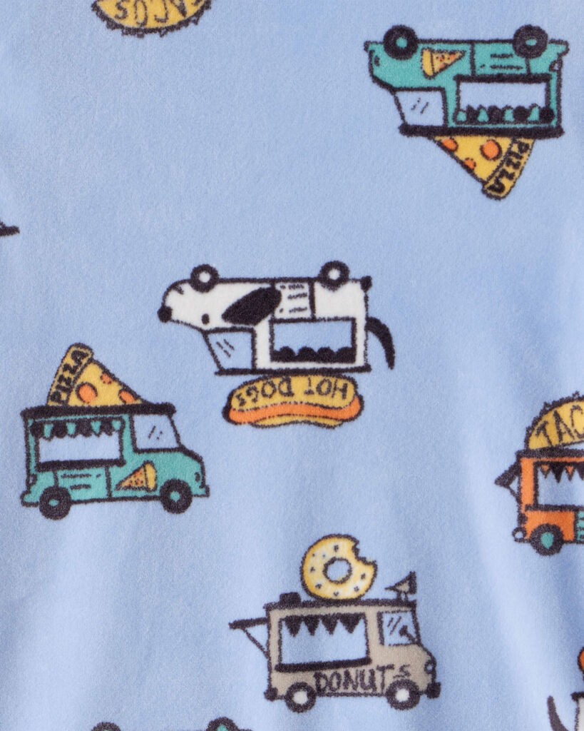 slide 2 of 2, Carter's Toddler Boy Truck Print Velour Long-Sleeve Loose Fit 2-Piece Pajamas - Blue Blue 4T, 2 pc