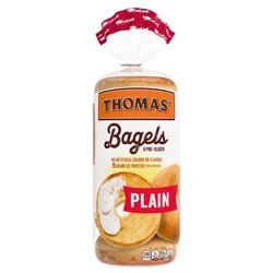 Thomas' Plain Bagels, 6 count, 18 oz Bag