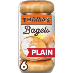 Thomas' Plain Bagels, 6 count, 18 oz Bag
