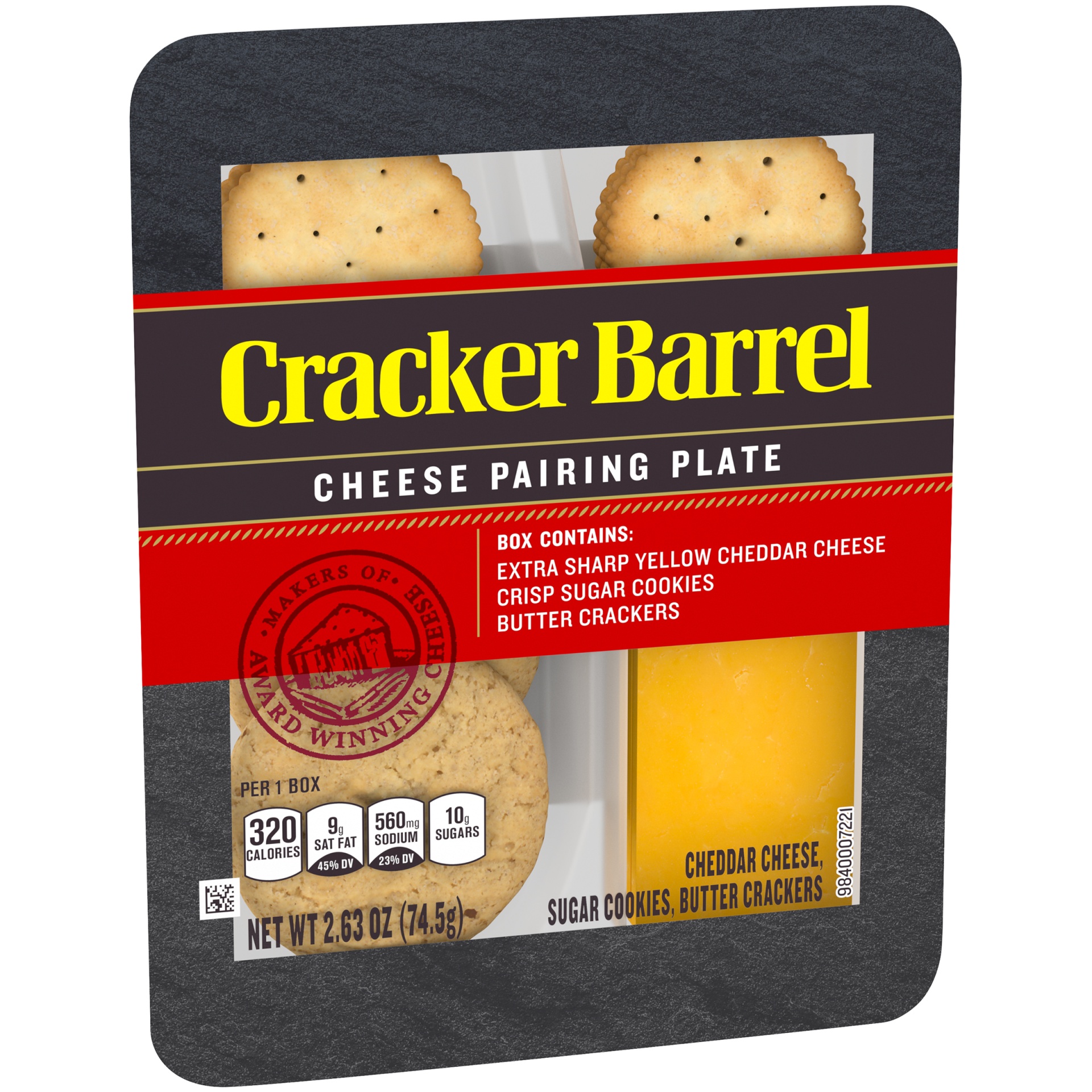 slide 3 of 6, Cracker Barrel Cheese Pairing Plate with Extra Sharp Cheddar Cheese, Butter Crackers & Cookies Package, 2.63 oz