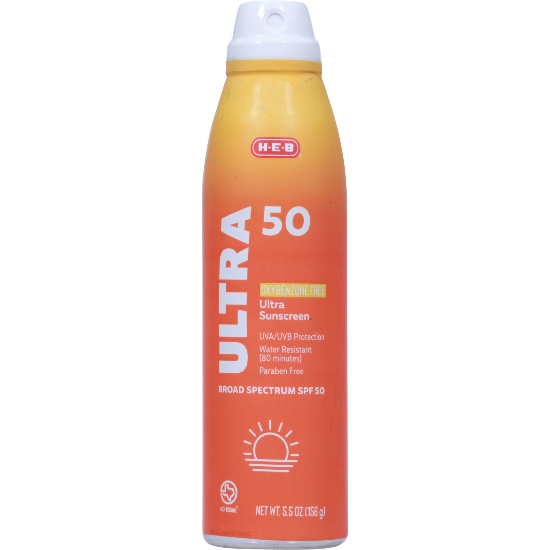 slide 1 of 1, H-E-B Solutions Oxybenzone Free SPF 50 Sunscreen Spray, 5.5 oz