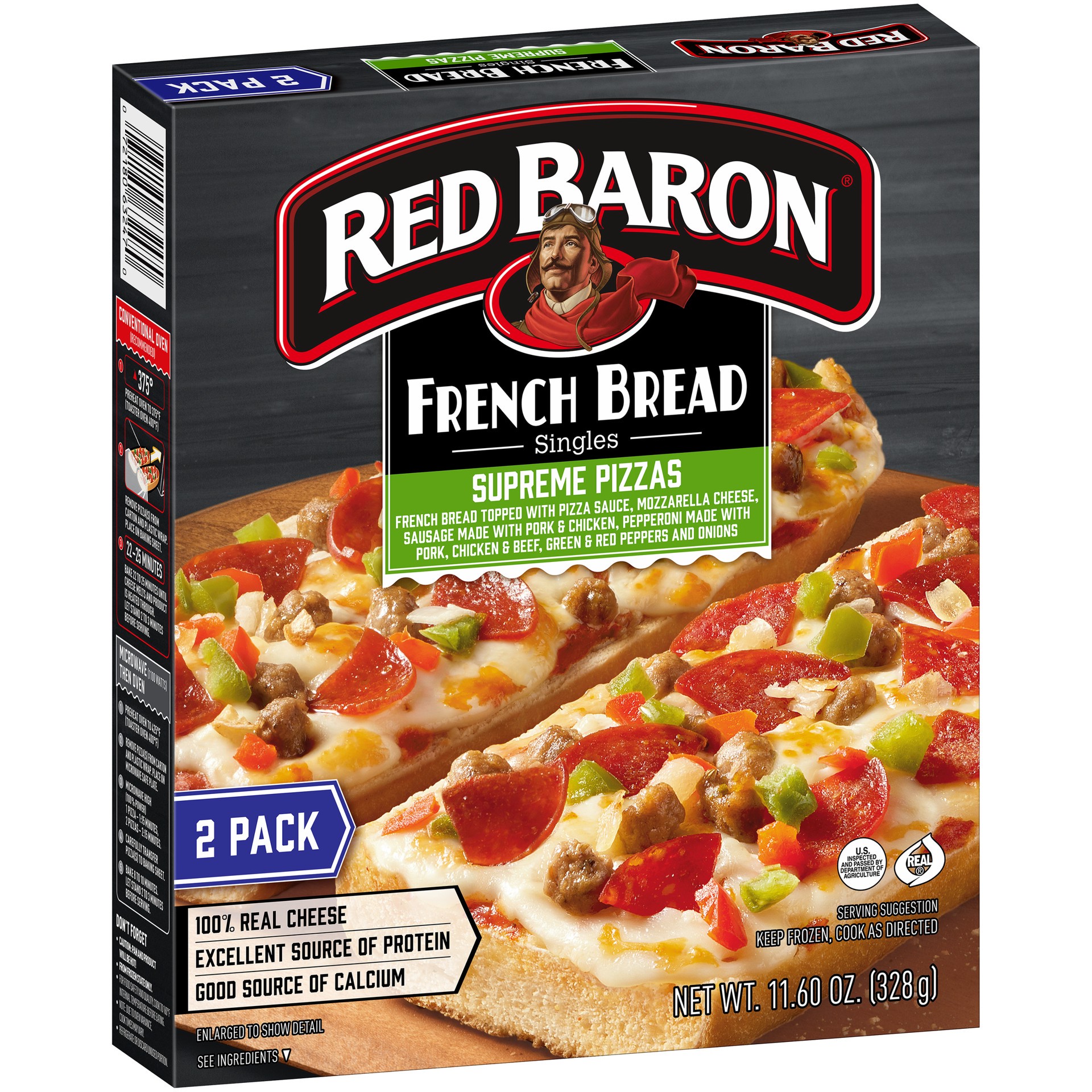 slide 3 of 5, Red Baron Frozen Pizza French Bread Supreme, 0.72 lb