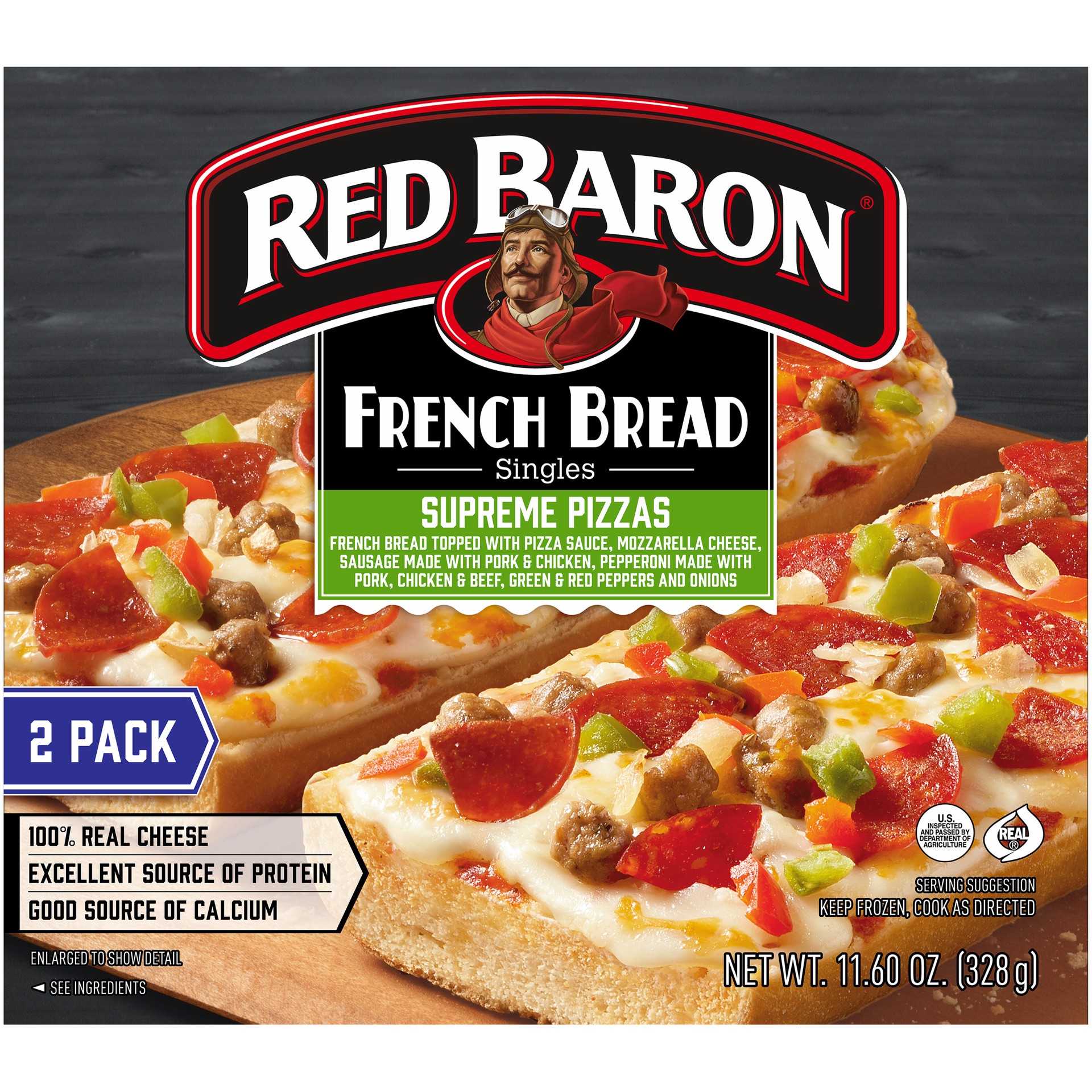 slide 5 of 5, Red Baron Frozen Pizza French Bread Supreme, 0.72 lb