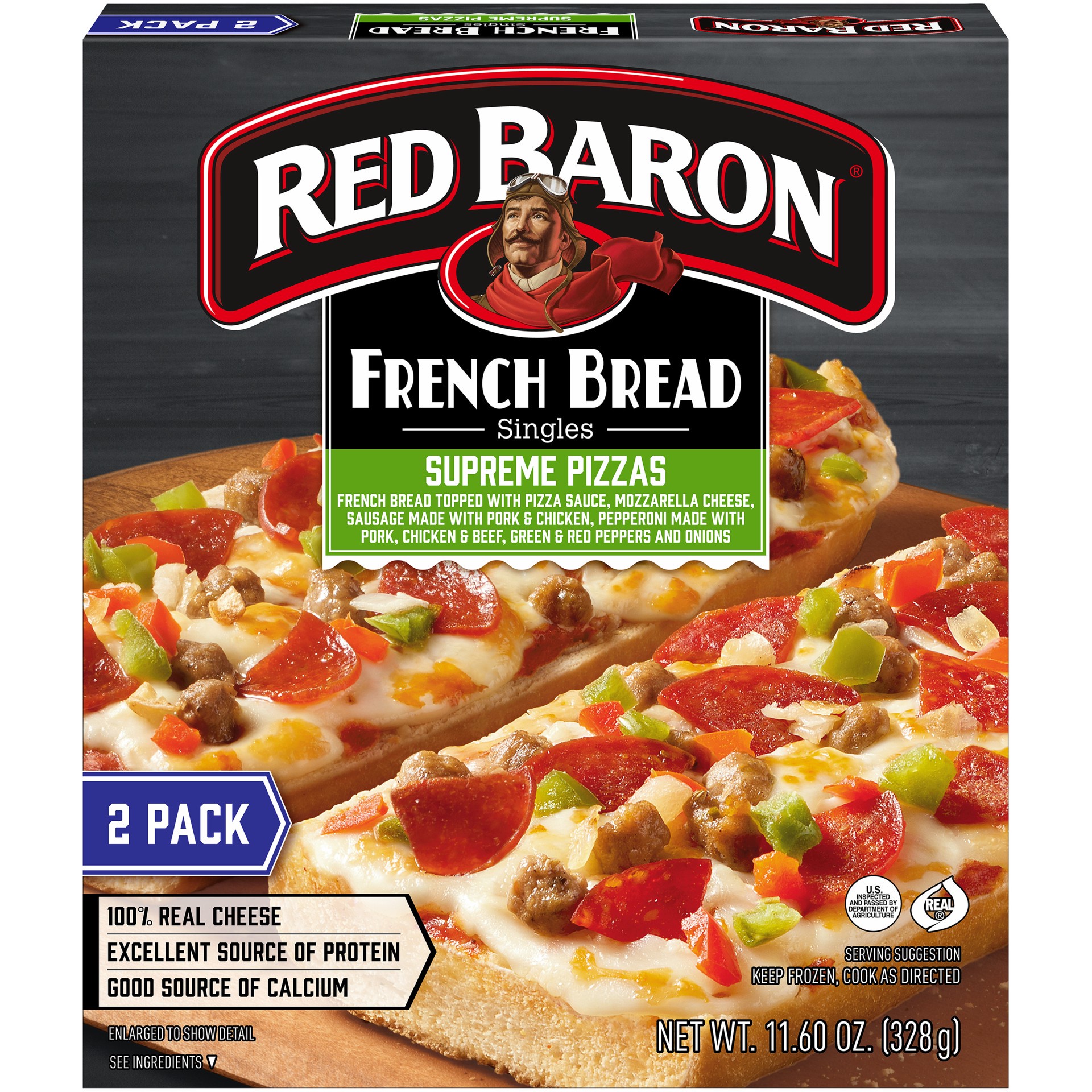 slide 1 of 5, Red Baron Frozen Pizza French Bread Supreme, 0.72 lb