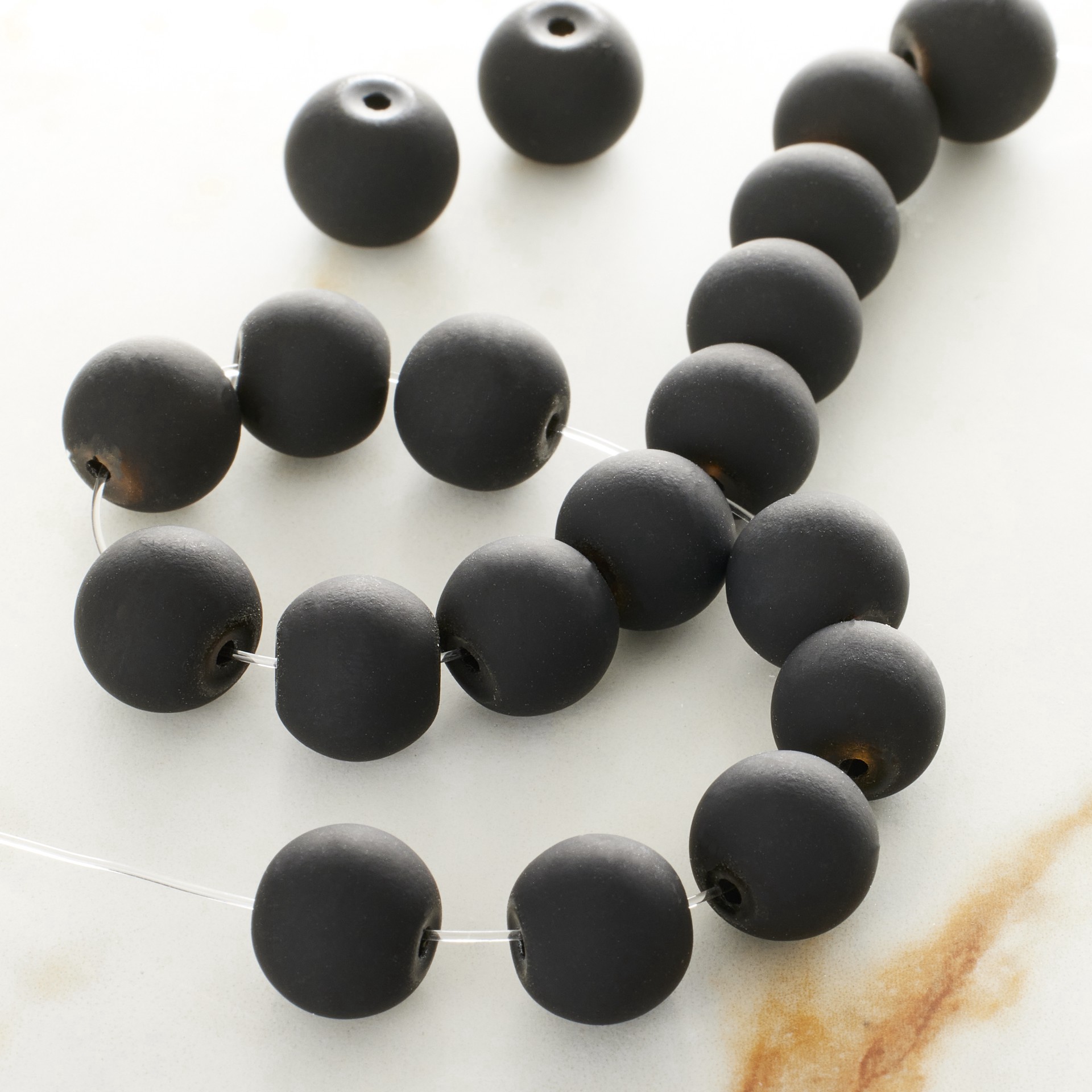 slide 3 of 3, Black Glass Round Beads, 10mm By Bead Landing, 10mm
