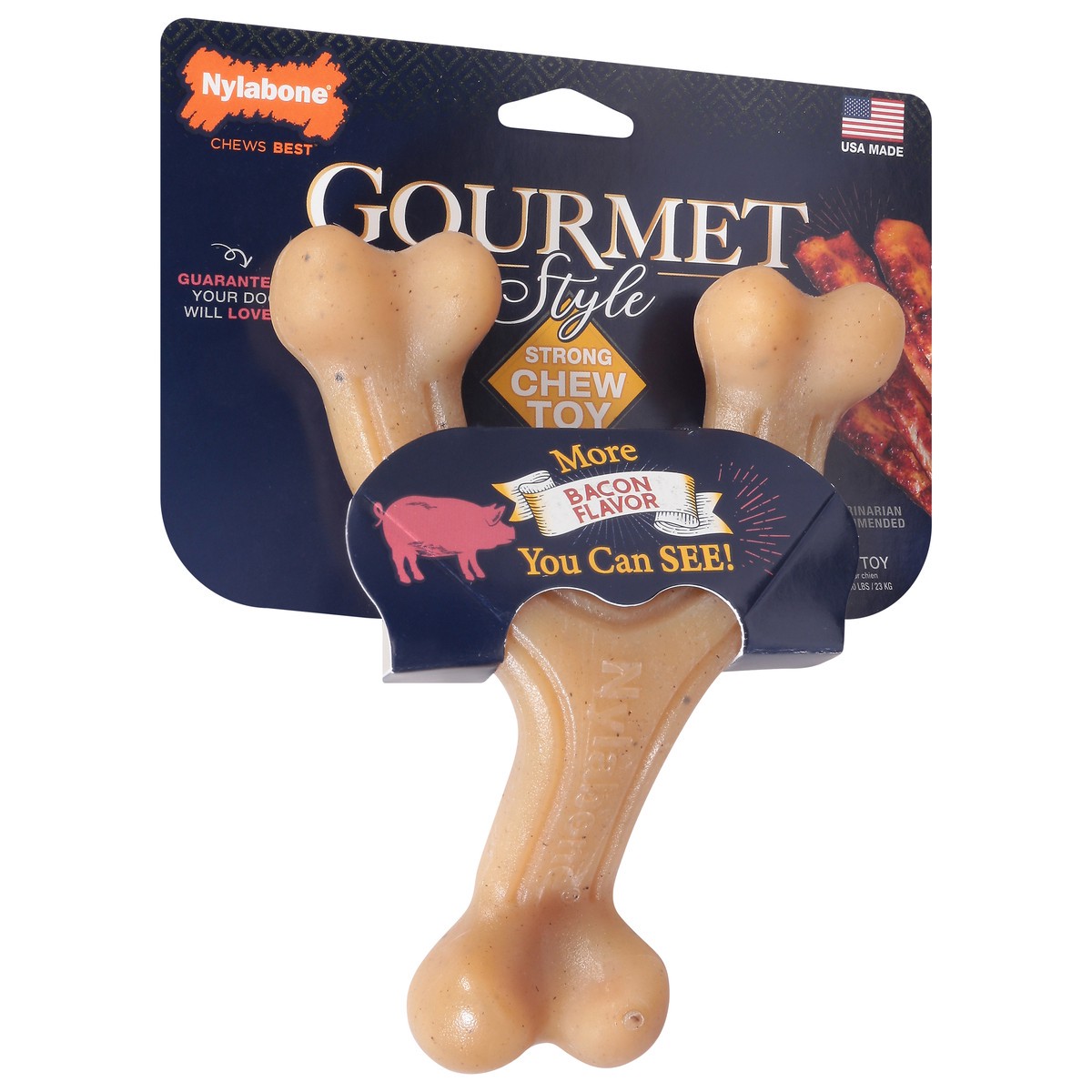 slide 5 of 9, Nylabone Gourmet Style Bacon Flavor Dog Toy 1 Each, 1 ct