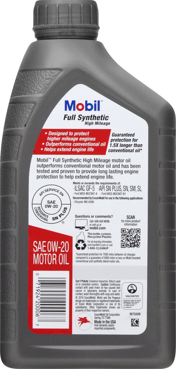 slide 8 of 11, Mobil Full Synthetic OW-20 Motor Oil 1 qt, 1 qt