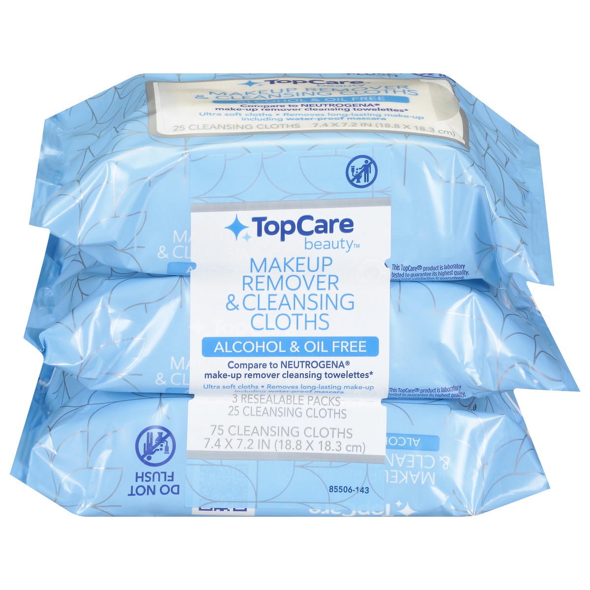 slide 1 of 10, TopCare Makeup Remover Cleansing Towelettes-Topcare, 3 ct