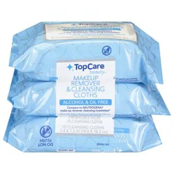 TopCare Beauty Alcohol & Oil Free Makeup Remover & Cleansing Cloths, 3 x 25 ct