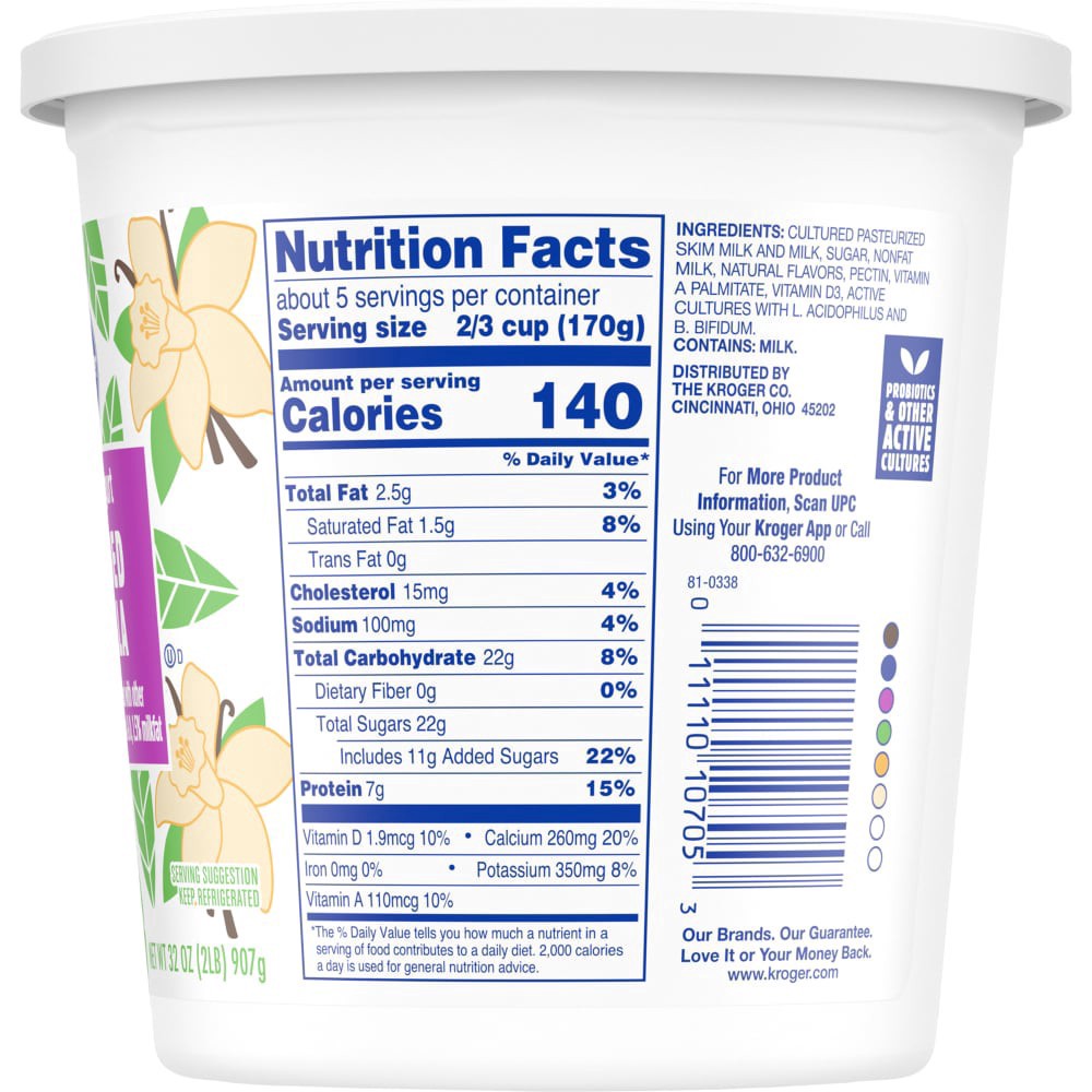 slide 3 of 3, Kroger Whole Milk Blended Vanilla Yogurt, 32 oz