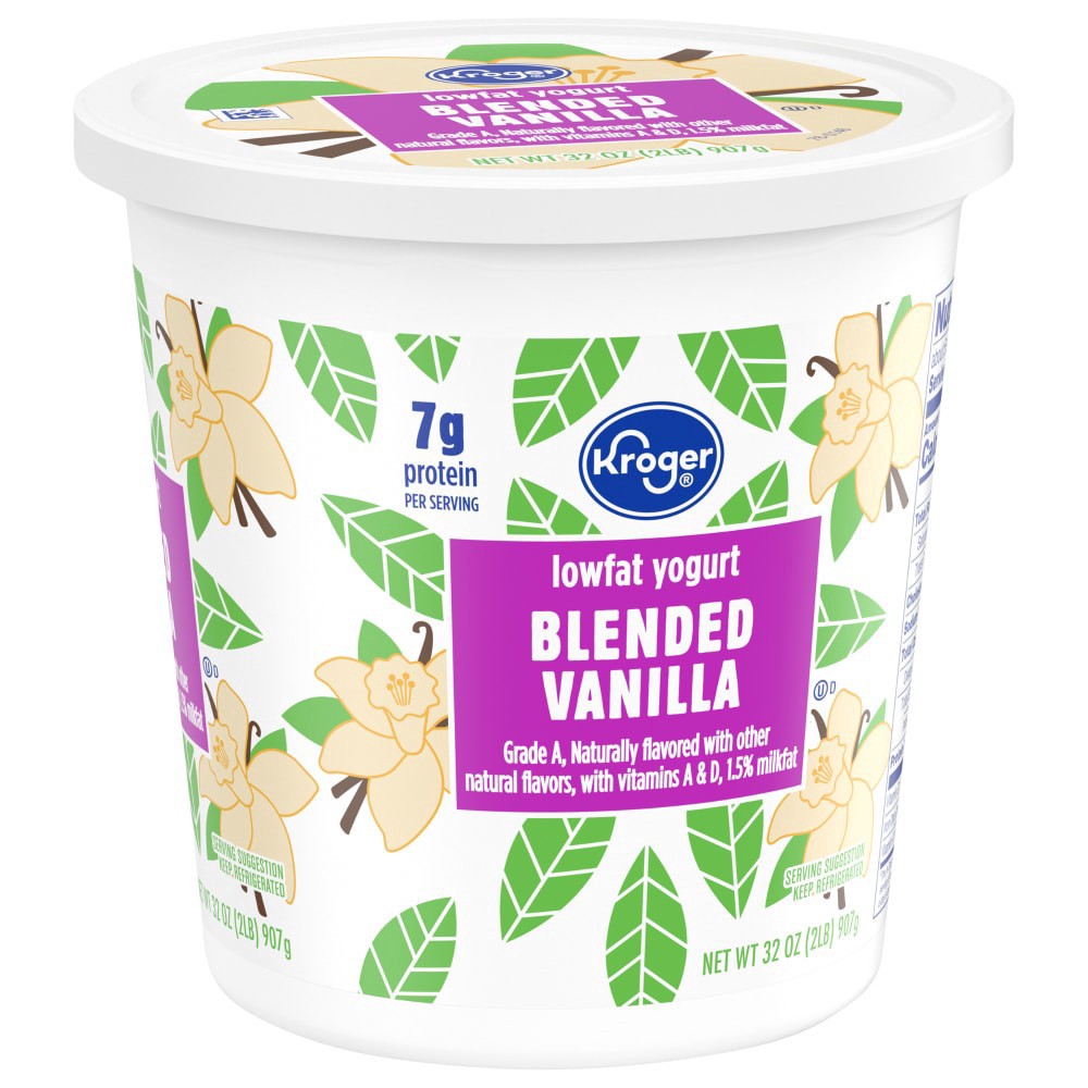 slide 2 of 3, Kroger Whole Milk Blended Vanilla Yogurt, 32 oz