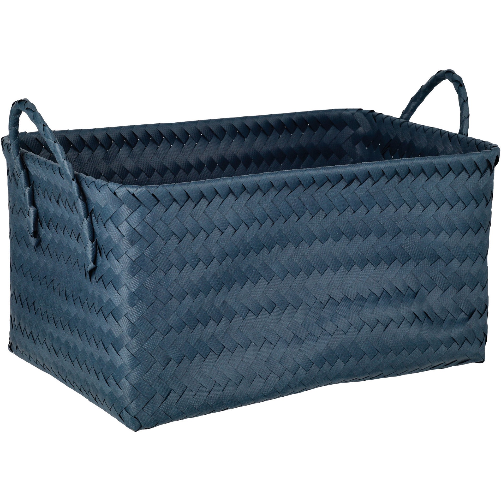 slide 1 of 1, our goods Woven Plastic Storage Basket - Blue, 1 ct
