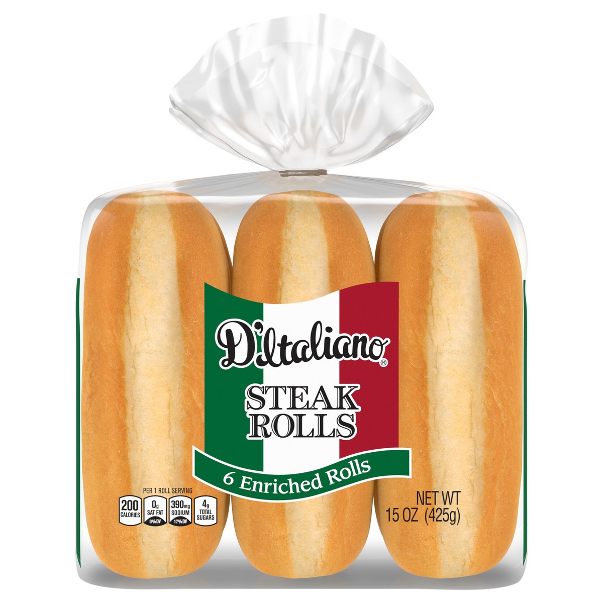 slide 1 of 5, D'Italiano Enriched Steak Rolls, 6 count, 15 Oz, 15 oz