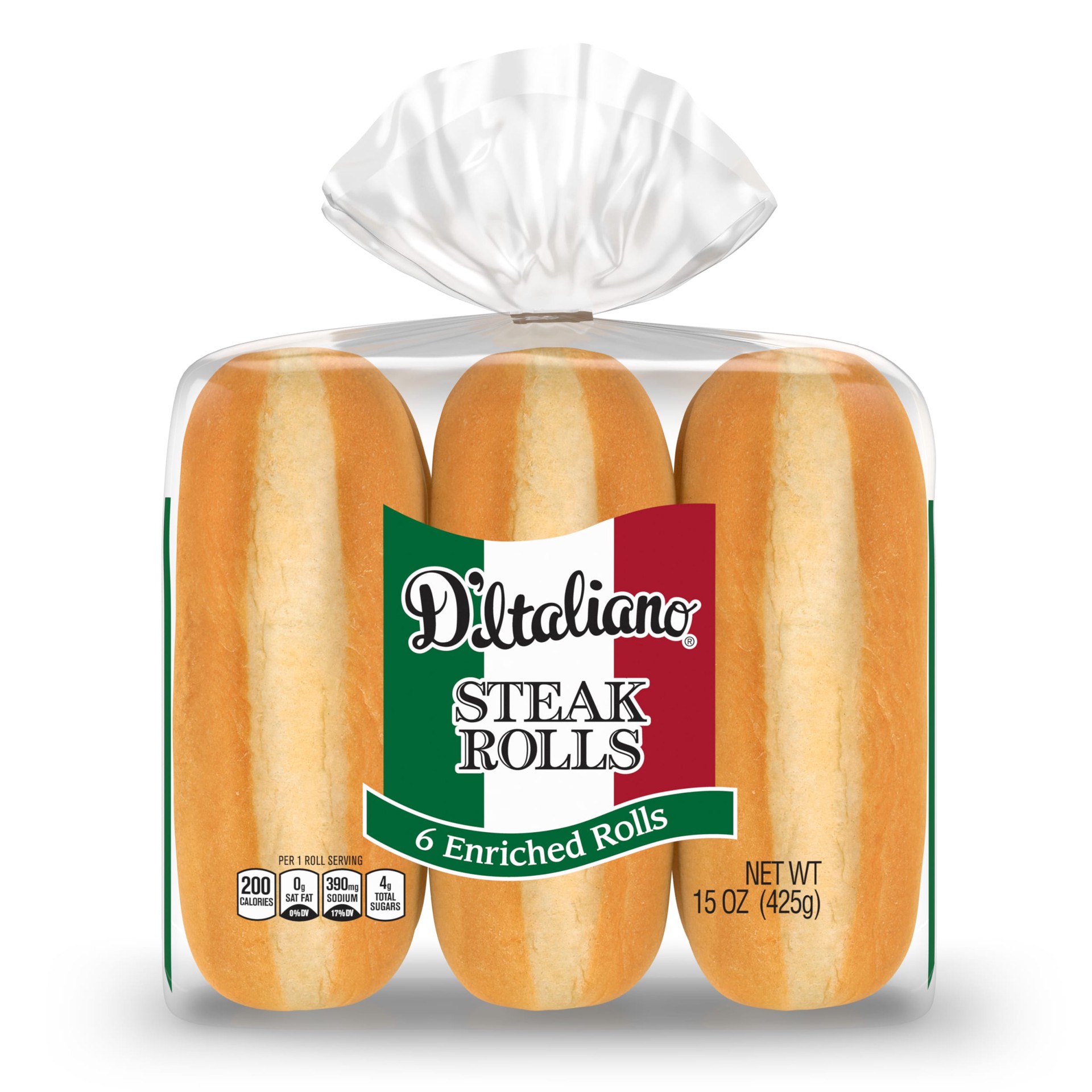 slide 1 of 5, D'Italiano Enriched Steak Rolls, 6 count, 15 Oz, 15 oz