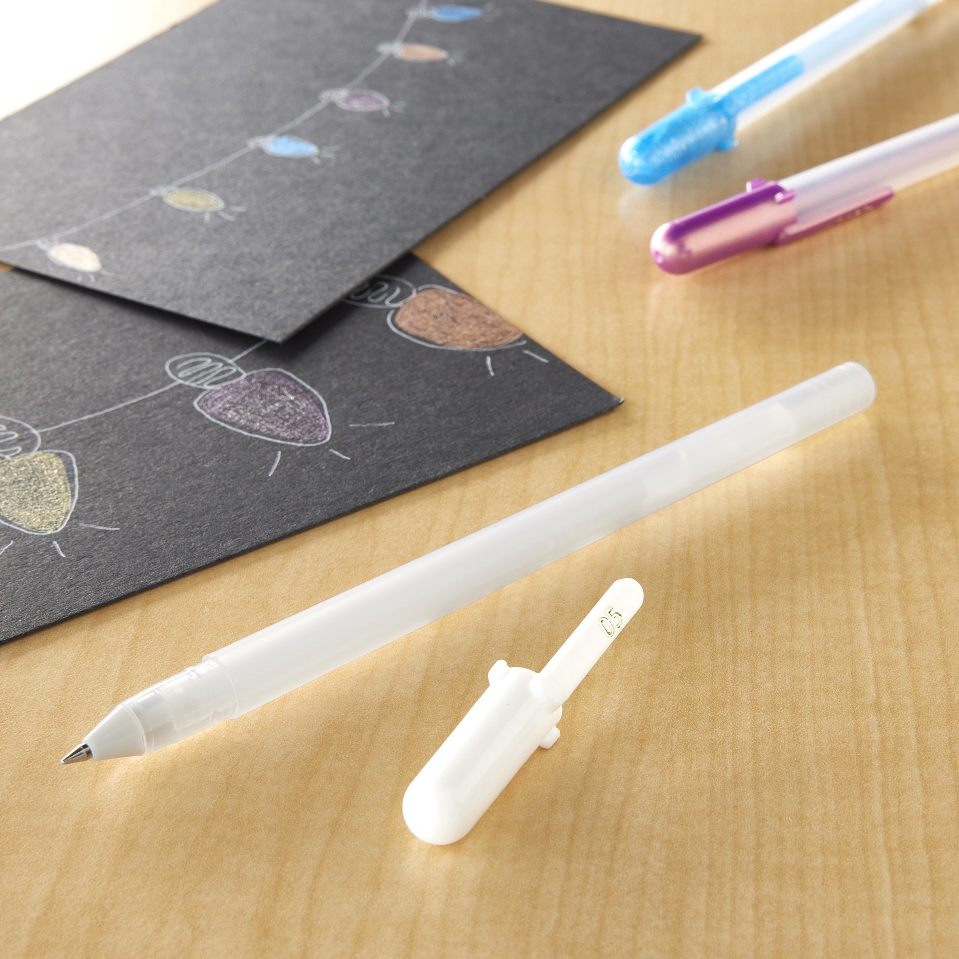 slide 2 of 3, Sakura Gelly Roll Classic 05 Fine Point White Gel Pen, 0.3 mm line