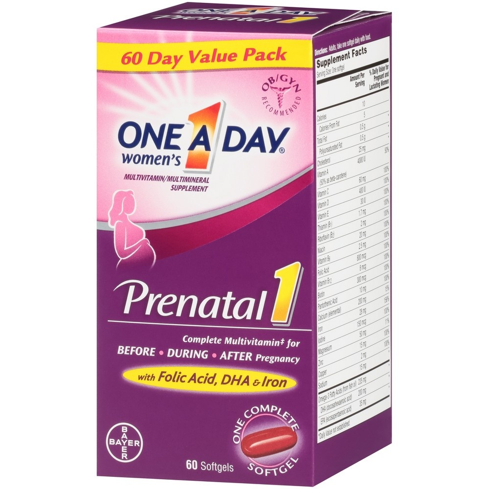 slide 4 of 6, One A Day Prenatal 1 Multivitamin Softgels 60 ea Box, 60 ct
