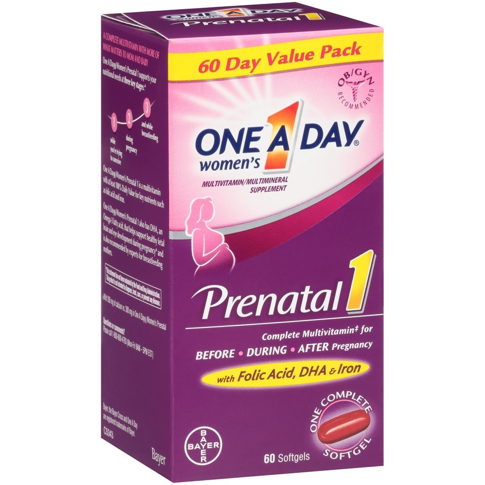 slide 5 of 6, One A Day Prenatal 1 Multivitamin Softgels 60 ea Box, 60 ct