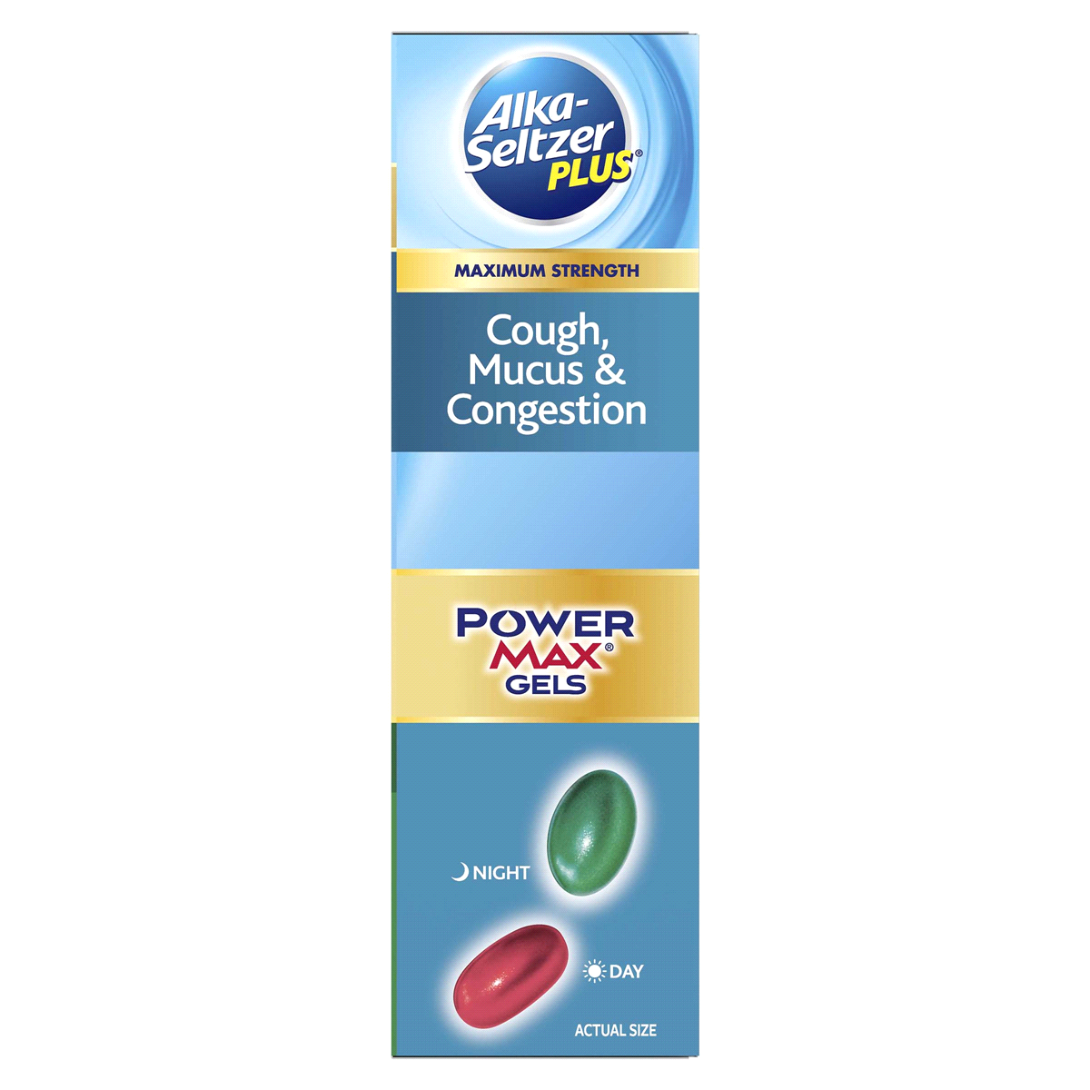 slide 13 of 13, Alka-Seltzer Plus Maxiumum Strength Cough, Mucus & Congestion, Day+Night, PowerMax Liquid Gels, 24 ct
