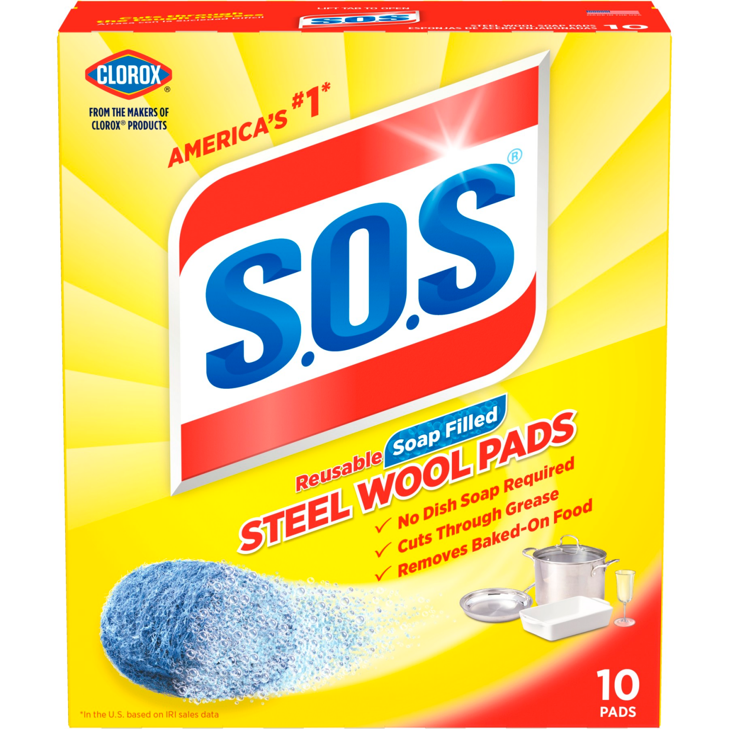 slide 1 of 8, S.O.S. Steel Wool Soap Pads, 10 ct