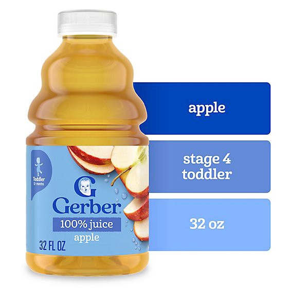 slide 1 of 11, Gerber Apple Fruit Juice Bottle - 32 Fl. Oz., 32 fl oz