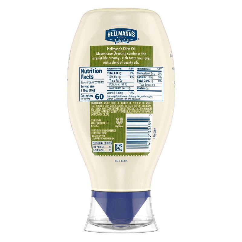 slide 2 of 5, Hellmann's Mayonnaise Dressing with Olive Oil Squeeze - 20 fl oz, 20 fl oz